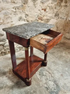 Pamono Empire Console Table in Mahogany Veneer with Marble Top, 1830s><noscript><img width=