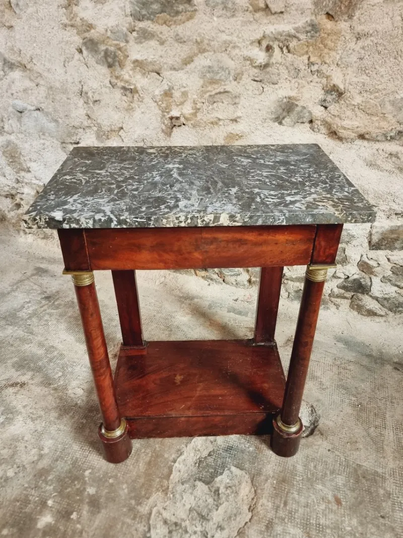 Pamono Empire Console Table in Mahogany Veneer with Marble Top, 1830s> Console Tables
