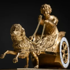 New Pamono Empire Mantel Clock with Putto in Chariot by Thiery À Paris