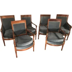 Pamono Empire Salon Suite in the style of Jacob Desmalter, France, 1810s, Set of 6> Living Room Sets