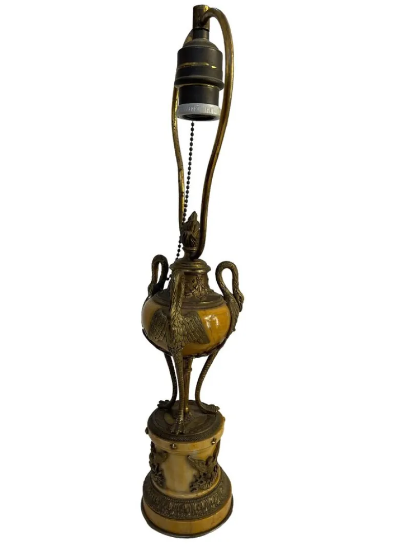 Online Pamono Empire Style Bronze and Onyx Table Lamp, Early 20th Century