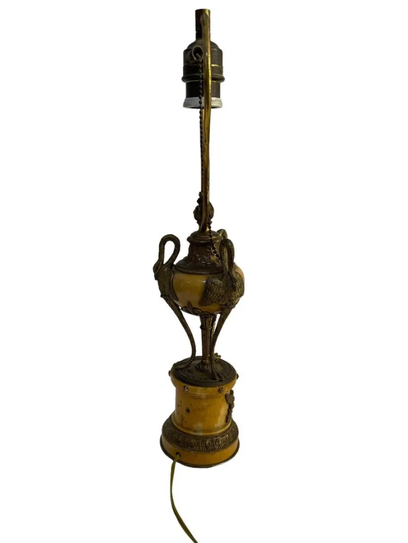 Online Pamono Empire Style Bronze and Onyx Table Lamp, Early 20th Century