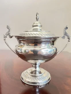 New Pamono Empire Style Sugar Bowl in Silver, Italy, 1950s