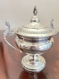 New Pamono Empire Style Sugar Bowl in Silver, Italy, 1950s