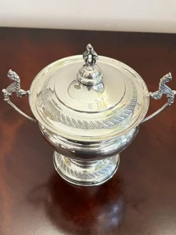 New Pamono Empire Style Sugar Bowl in Silver, Italy, 1950s