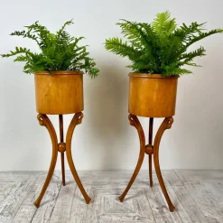 Pamono Empire Style Swan-Neck Circular Fruitwood Jardinières, Set of 2> Planters And Jardiniere