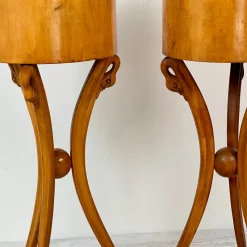 Pamono Empire Style Swan-Neck Circular Fruitwood Jardinières, Set of 2><noscript><img width=