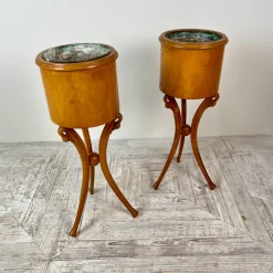 Pamono Empire Style Swan-Neck Circular Fruitwood Jardinières, Set of 2><noscript><img width=