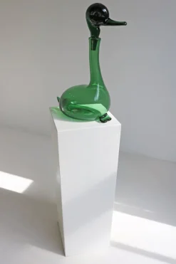 Pamono Empoli Green Glass Duck Decanter attributed to Toso Bagnoli for Gio Ponti / Taddei, 1960s><noscript><img width=