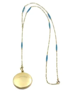 Pamono Enamel Photo Locket Necklace><noscript><img width=