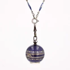 Sale Pamono Enamel Silver Boule De Geneve Pendant Necklace
