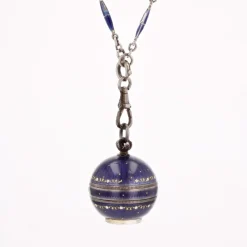 Sale Pamono Enamel Silver Boule De Geneve Pendant Necklace