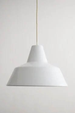 Pamono Enamel Workshop Pendant Lamp in White from Louis Poulsen, 1970s> Ceiling Lights