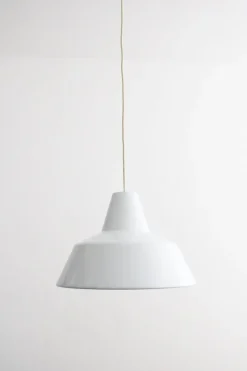 Pamono Enamel Workshop Pendant Lamp in White from Louis Poulsen, 1970s> Ceiling Lights