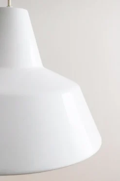 Pamono Enamel Workshop Pendant Lamp in White from Louis Poulsen, 1970s><noscript><img width=