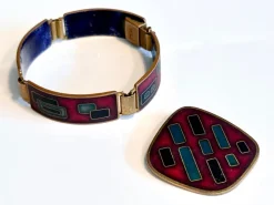 Clearance Pamono Enameled Bracelet and Pendant from Wilhelm Leyser, 1960s, Set of 2