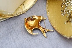 Pamono Enameled Fish Shaped Gold Brooch><noscript><img width=