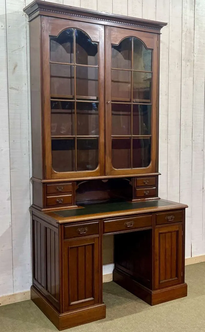 Discount Pamono English Bookcase Desk in Walnut and Red Cedar, Early 20th Century