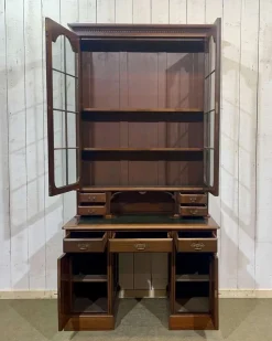 Discount Pamono English Bookcase Desk in Walnut and Red Cedar, Early 20th Century