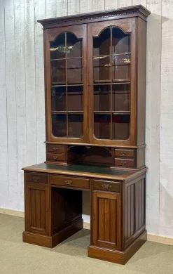 Discount Pamono English Bookcase Desk in Walnut and Red Cedar, Early 20th Century