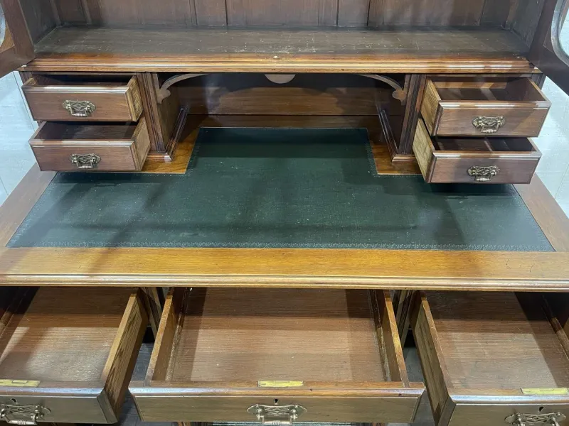 Discount Pamono English Bookcase Desk in Walnut and Red Cedar, Early 20th Century