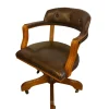 Hot Pamono English Brown Leather and Wood Swivel Chair
