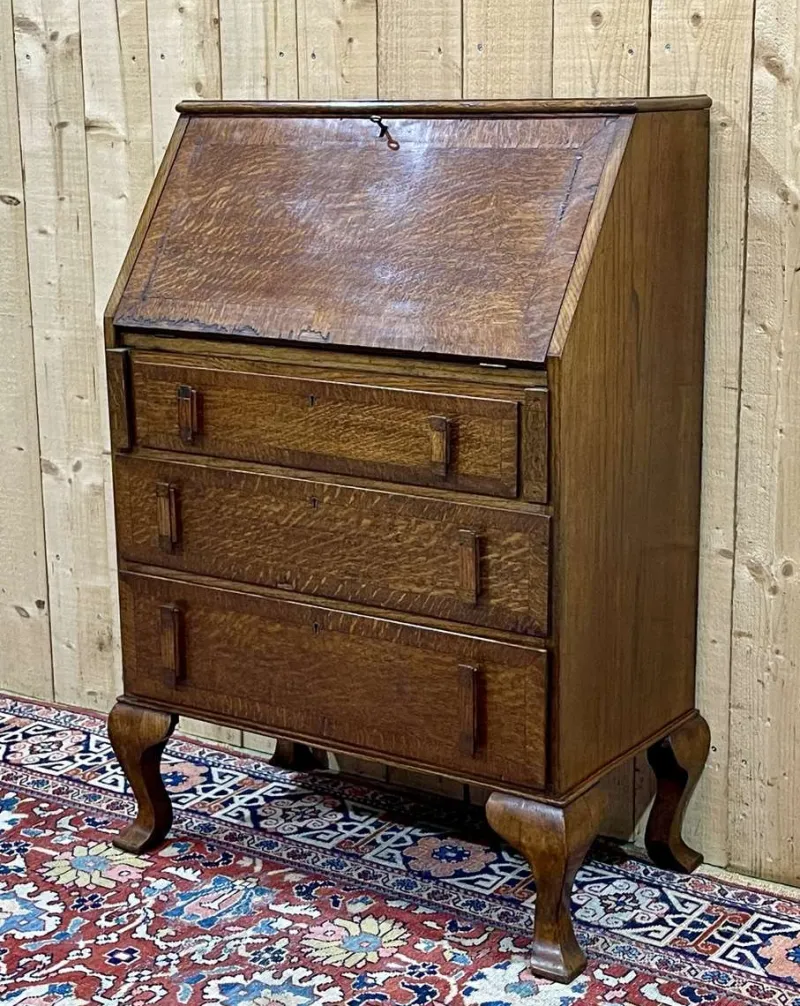 Pamono English Donkey Desk in Oak and Leather Top, 1950s> Secretaires