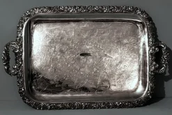 Clearance Pamono English Early Victorian Sheffield Tray with Handles, 1840