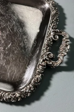 Clearance Pamono English Early Victorian Sheffield Tray with Handles, 1840
