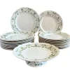 New Pamono English Earthenware Lafayette Dinner Service with Green Ribbon and Floral Garlands from Ridgways, 1890, Set of 26