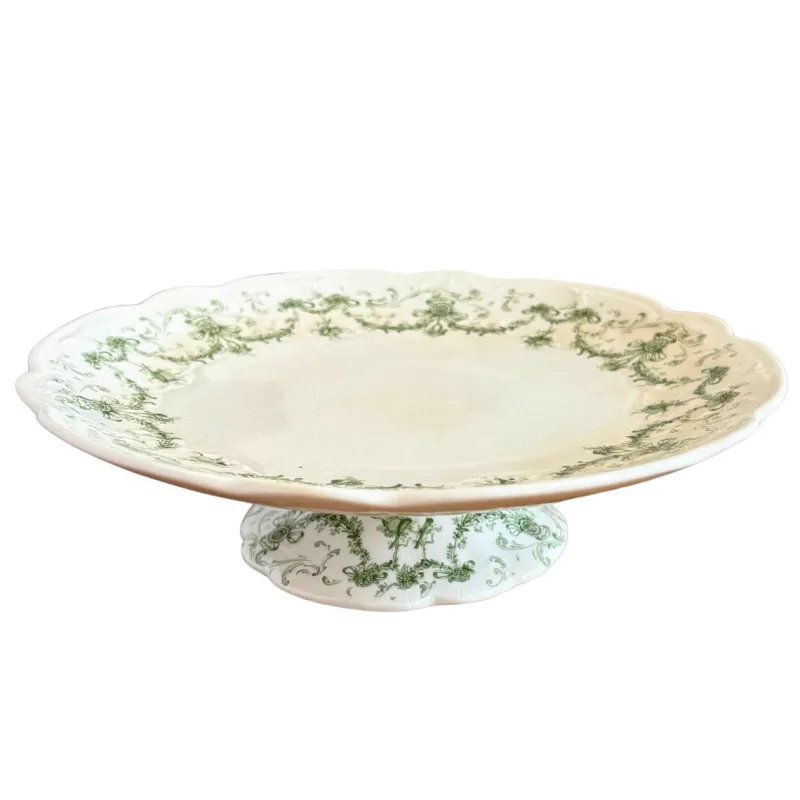 New Pamono English Earthenware Lafayette Dinner Service with Green Ribbon and Floral Garlands from Ridgways, 1890, Set of 26