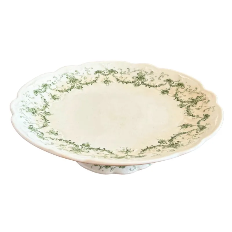 New Pamono English Earthenware Lafayette Dinner Service with Green Ribbon and Floral Garlands from Ridgways, 1890, Set of 26