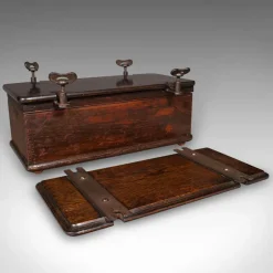 Pamono English Edwardian Beech and Cast Iron Flower Press Box, 1910s><noscript><img width=