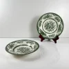 Pamono English Green Earthenware Soup Plates, Late 19th Century, Set of 2> Dinner Plates & Bowls