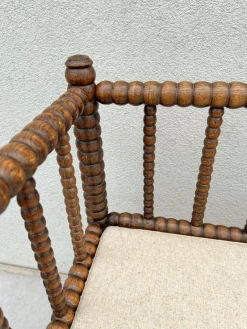 Pamono English Jacobean Style Bobbin Wood Bench, 1920s><noscript><img width=