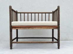Pamono English Jacobean Style Bobbin Wood Bench, 1920s><noscript><img width=
