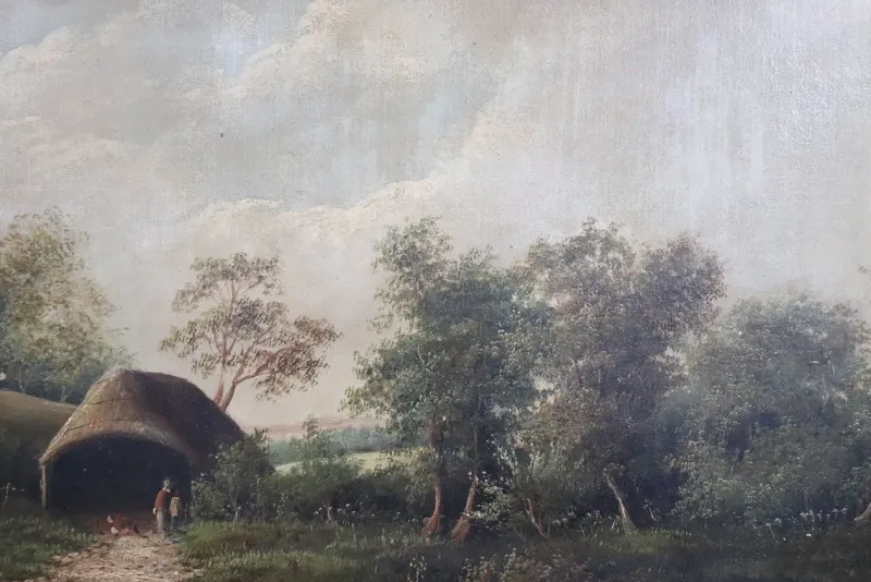Hot Pamono English Landscape, Oil Painting on Canvas, Late 19th Century, Framed