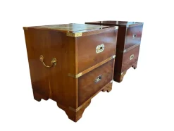 Pamono English Military Style Mahogany Side Tables, Set of 2