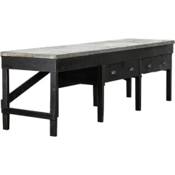New Pamono English Monumental Ebonised Pine Worktable, 19th Century