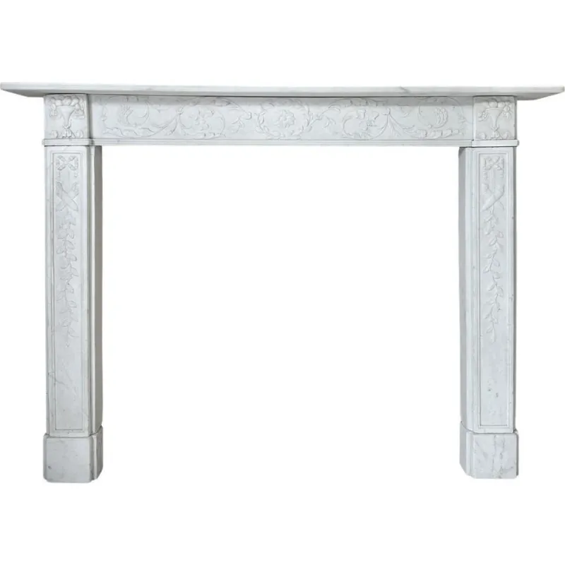 Best Pamono English Regency Carved Statuary White Marble Fireplace Mantel, 1820s