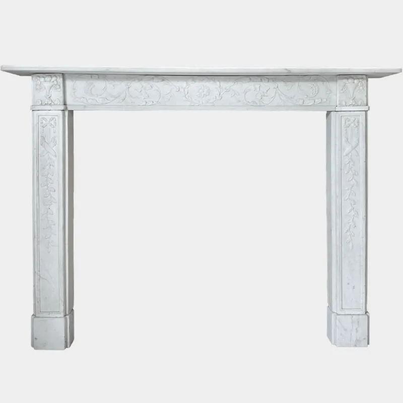 Best Pamono English Regency Carved Statuary White Marble Fireplace Mantel, 1820s