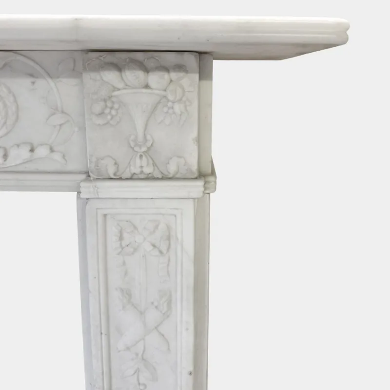 Best Pamono English Regency Carved Statuary White Marble Fireplace Mantel, 1820s