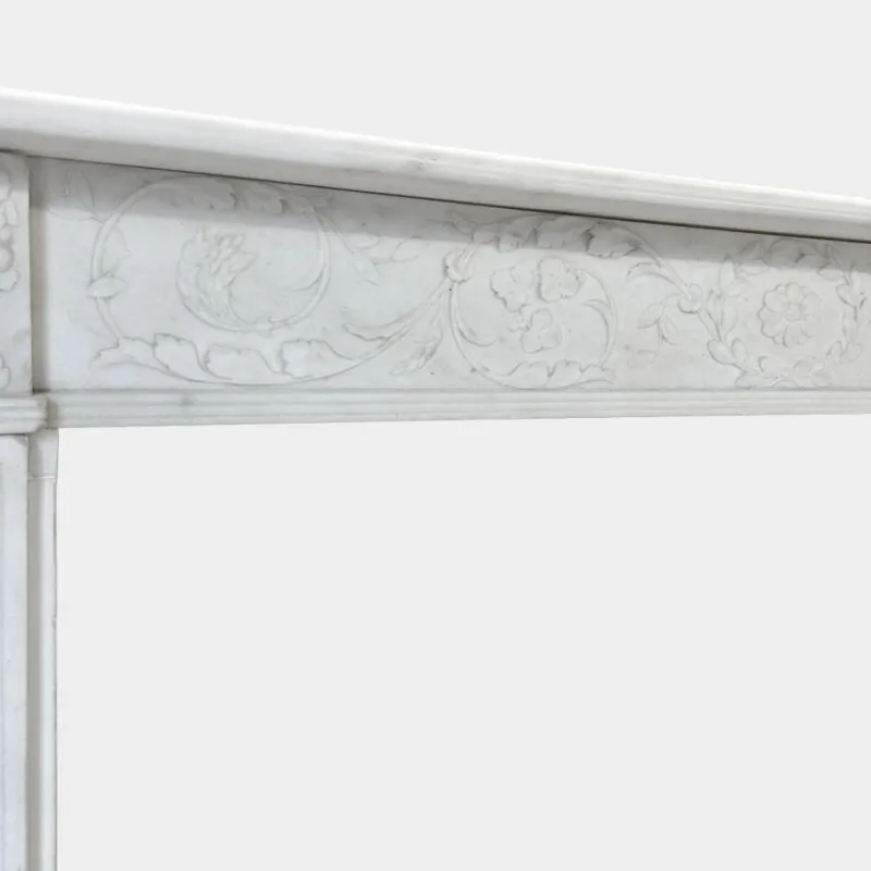 Best Pamono English Regency Carved Statuary White Marble Fireplace Mantel, 1820s