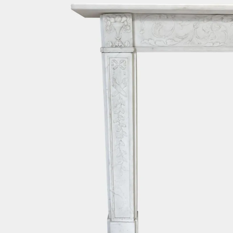 Best Pamono English Regency Carved Statuary White Marble Fireplace Mantel, 1820s