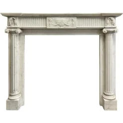 Discount Pamono English Regency Statuary White Marble Columned Fireplace Mantel, 1820s