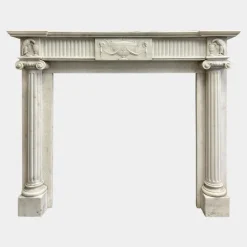 Discount Pamono English Regency Statuary White Marble Columned Fireplace Mantel, 1820s