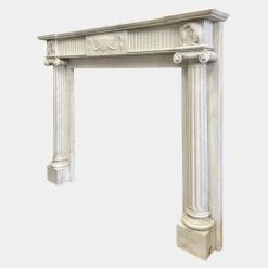 Discount Pamono English Regency Statuary White Marble Columned Fireplace Mantel, 1820s