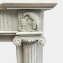 Discount Pamono English Regency Statuary White Marble Columned Fireplace Mantel, 1820s
