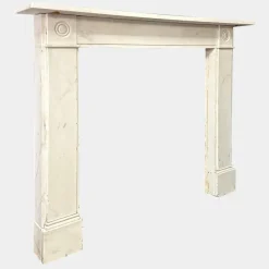 Pamono English Regency Statuary White Marble Fireplace Mantel, 1800s> Fireplaces And Mantels