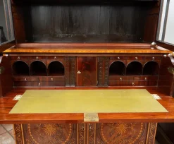 Pamono English Sideboard Bookcase in Mahogany Feather with Maple Inlay Grafts, 19th Century
